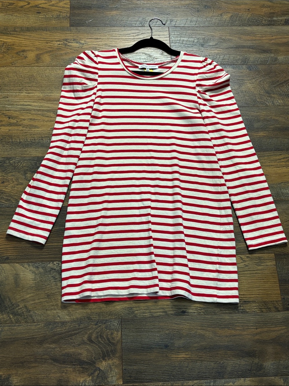 Rebecca Minkoff Red and White Striped Long-Sleeve Mini Dress